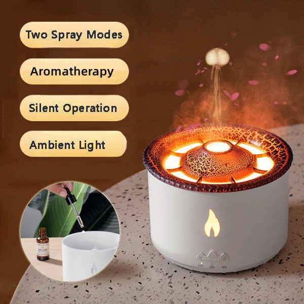 Creative Ultrasonic Volcano Aromatherapy Humidifier Diffuser with Jellyfish Air Flame Spray