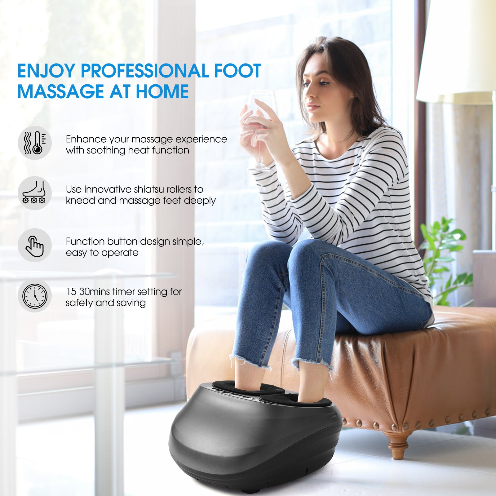 Electric Foot Massager with Heat – Deep Kneading Massage for Home & Office, Ideal Gift for Men and Women