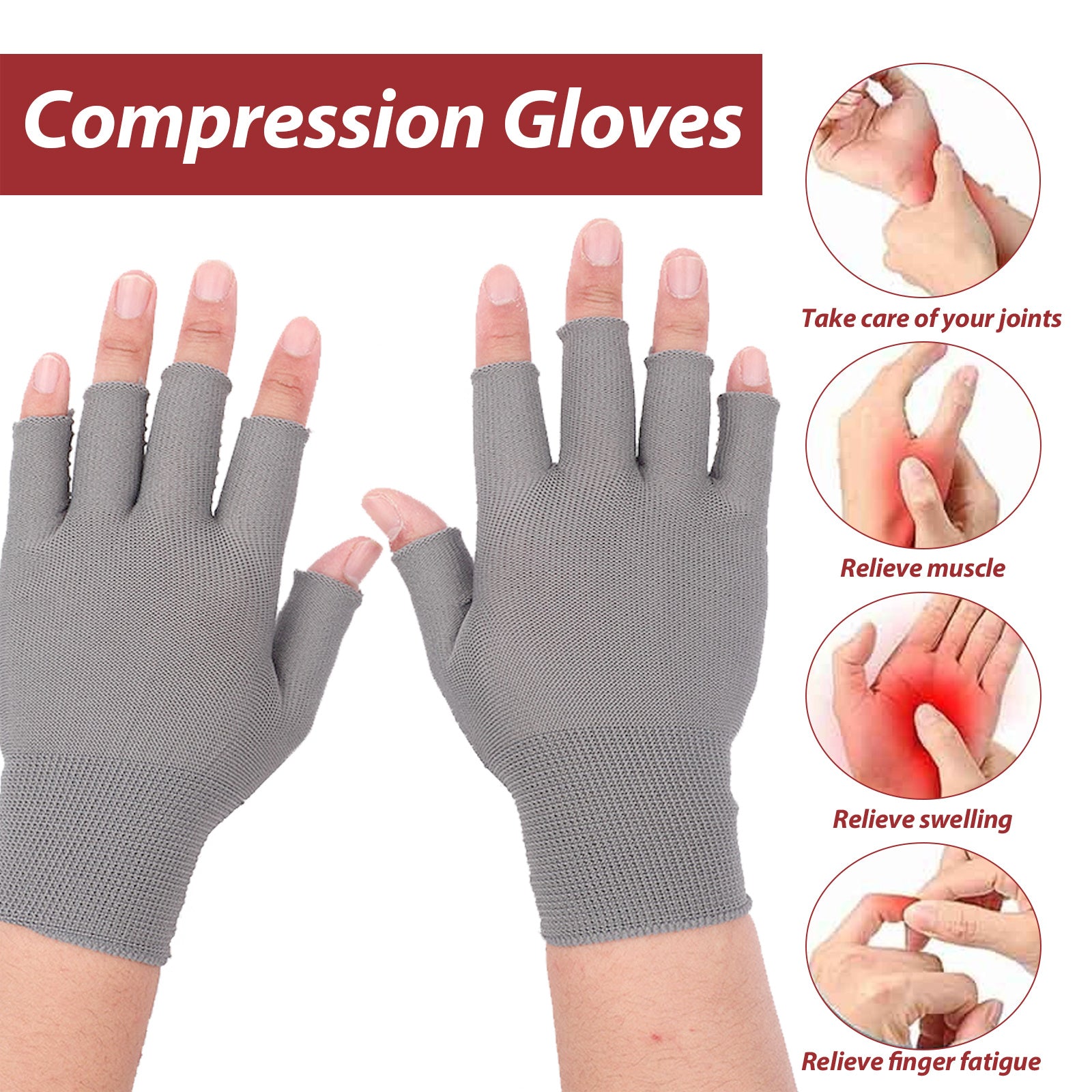 Compression Wrist Gloves – Relief for Stiff Hands, Wrists, Thumbs, Swollen Joints, and Arthritis Pain