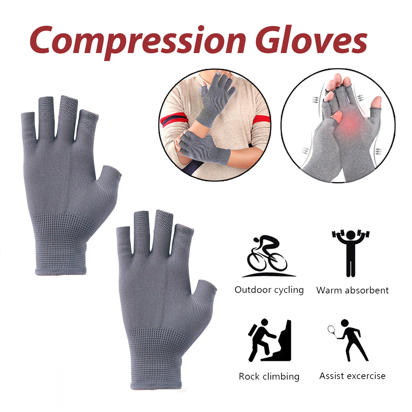 Compression Wrist Gloves – Relief for Stiff Hands, Wrists, Thumbs, Swollen Joints, and Arthritis Pain