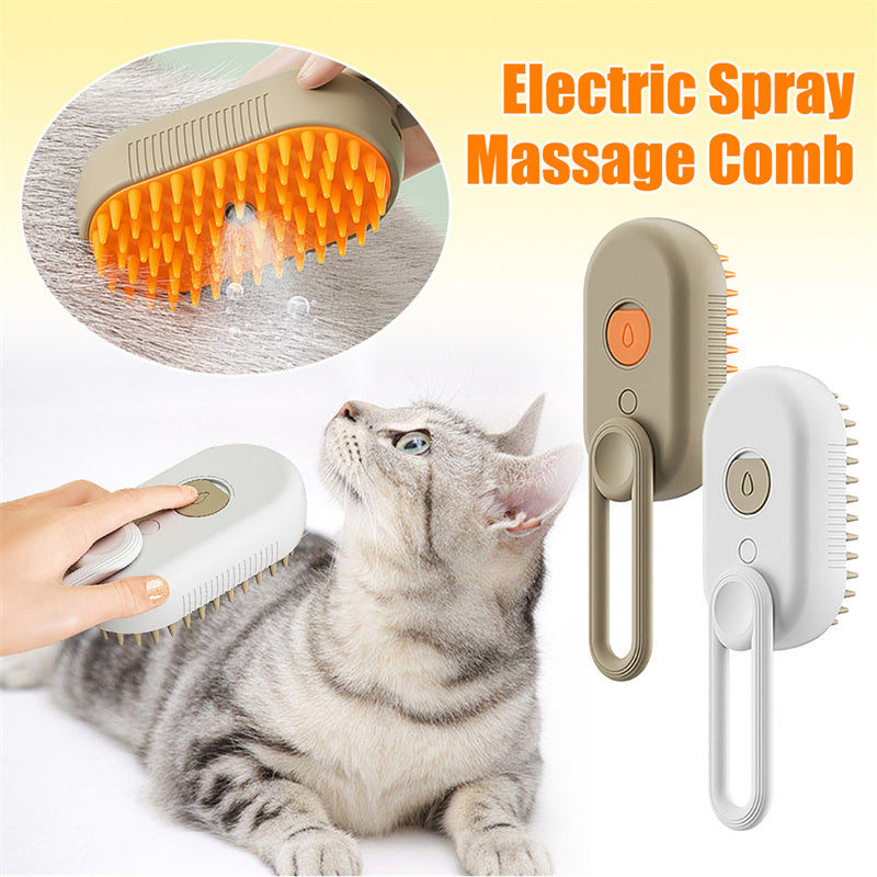 3-in-1 Electric Steam Cat & Dog Brush - Hair Removal, Massage, and Grooming Comb for Pets