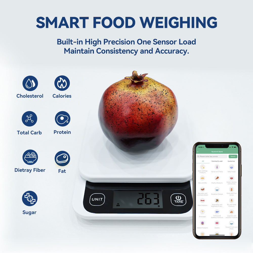 Smart Digital Kitchen Scale with Nutrition Calculator App – Food Calorie & Baking Scale