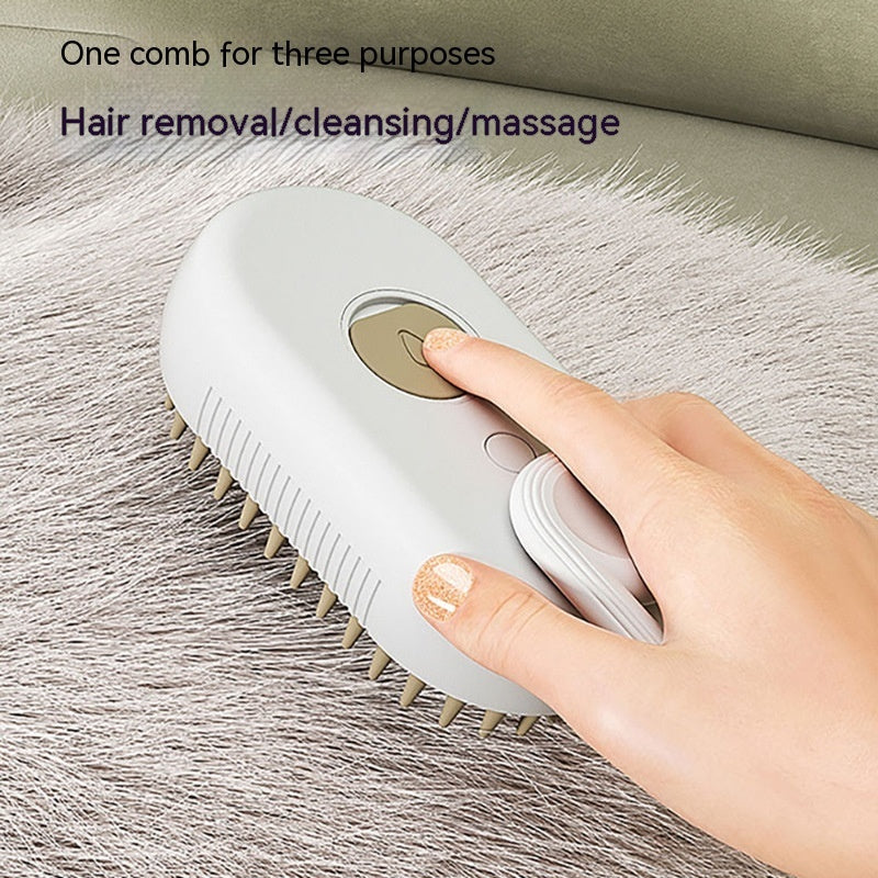 3-in-1 Electric Steam Cat & Dog Brush - Hair Removal, Massage, and Grooming Comb for Pets